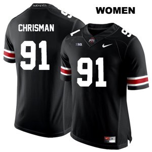 Women's NCAA Ohio State Buckeyes Drue Chrisman #91 College Stitched Authentic Nike White Number Black Football Jersey HT20O75RD